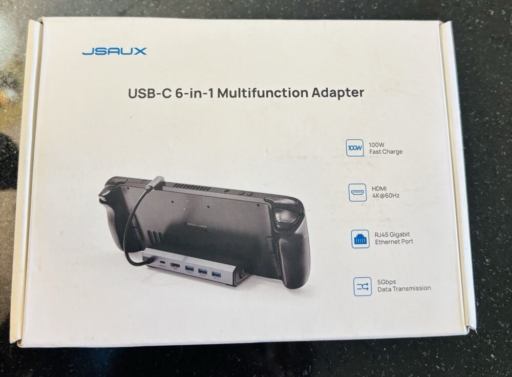 JSAUX HB0603 6-in-1 Docking Station Steam Deck USB-C 4K 60Hz 100W Ethernet